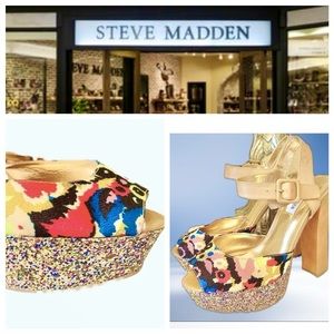 Steve Madden Glitter Platform Floral Sandals